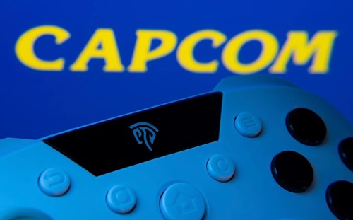 Dhaka, Bangladesh- 15 Sep 2025: A close-up of a gamepad with the Capcom seen on screen in the