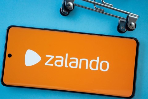 Dhaka, Bangladesh- 03 July 2025: Smartphone screen showing the Zalando logo with shopping cart