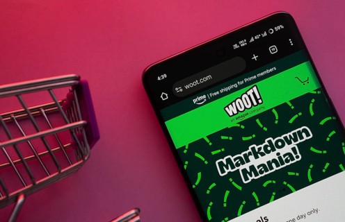 Dhaka, Bangladesh- 23 June 2025: A smartphone displaying the Woot website with a shopping cart is