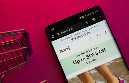 Dhaka, Bangladesh- 23 June 2025: A smartphone displaying the Zappos website with a shopping cart is