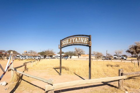 The remote desert settlement of Solitaire in Namibia 27 August, 2025: features a sign displaying