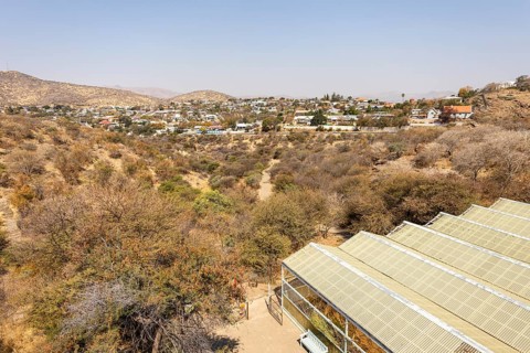A panoramic view of Windhoek, Namibia, from the National Botanic Garden, and Desert Plants house