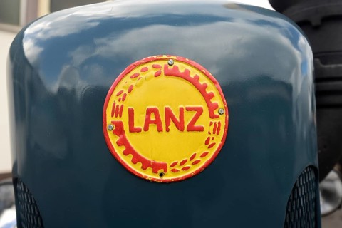 Front view of a vintage Lanz tractor, seen at a company anniversary of Energie-Mann in Westerwald