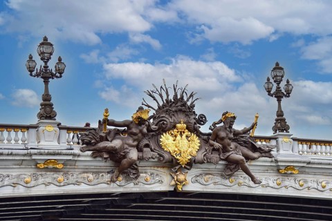 The Pont Alexandre III bridge over the River Seine in Paris, France