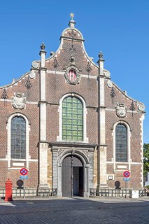 Neo-baroque façade of the Church of Saint Egidius intra muros, Sint-Gillis-Binnenkerk in the city