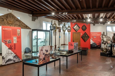 Interior of the Butcher's Hall, Vleeshuis, archaeological museum in the historic city centre of