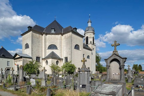 18th century Neo-classical abbey church and cemetery at Abdij van Vlierbeek, former Benedictine