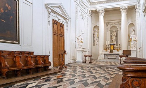 Altar and choir stalls of the Church of Our Lady at Abdij van Vlierbeek, former Benedictine abbey