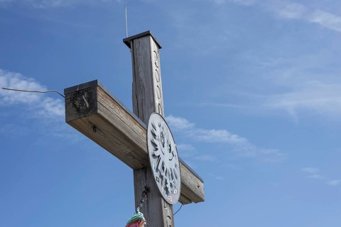 Summit cross, Aggenstein, 1986m, Tannheimer Berge, Allgäu Alps, Allgäu, Bavaria, Germany