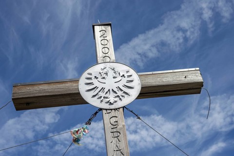 Summit cross, Aggenstein, 1986m, Tannheimer Berge, Allgäu Alps, Allgäu, Bavaria, Germany
