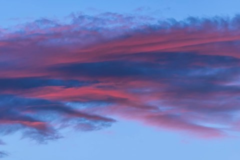 Beautiful sky with twilight showing pink and blue clouds. The colours anticipate day turning into