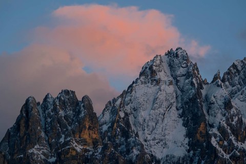 Close-up of mountain peaks of the Haunold Group in the evening light, Haunold, Haunold Group, San