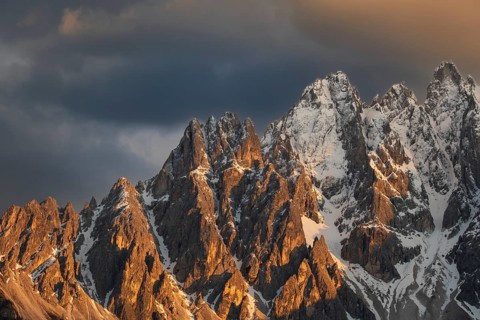 Close-up of mountain peaks of the Haunold Group in the evening light, Haunold, Haunold Group, San