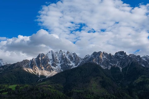 View of the Haunold Group, San Candido, Val Pusteria, Sesto Dolomites, Dolomites, South Tyrol,