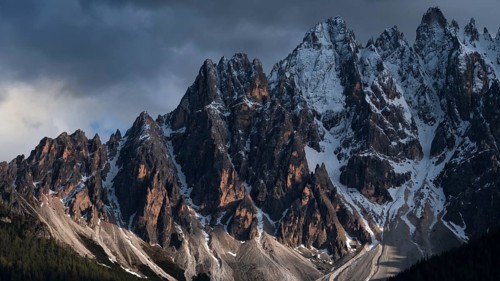 View of the left part of the local mountains of San Candido, Haunold, Haunold Group, Val Pusteria,