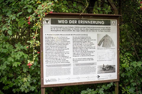 Information board, station on the Path of Remembrance, Leonberg Concentration Camp Memorial,