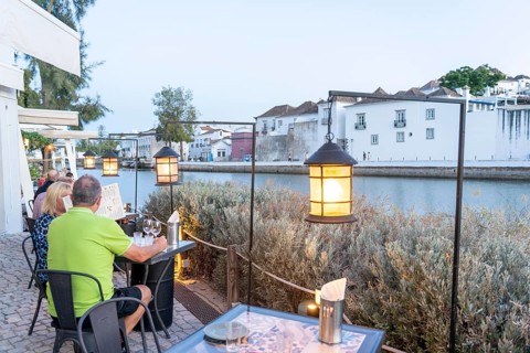 Restaurant Terraze on the Rio Gilão river, in Tavira, old town, in the east of the Algarve,