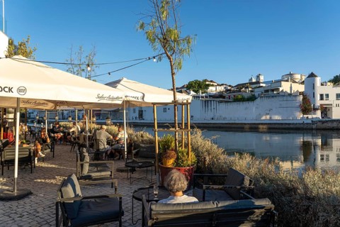 Restaurant Terraze on the Rio Gilão river, in Tavira, old town, in the east of the Algarve,