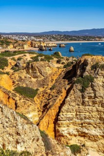 Ponta da Piedade rocky coast, rugged coastal landscape, right next to the centre of Lagos, in the