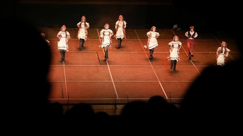 Young dancers from Fire of Anatolia perform a folkloric sequence in Gaziantep, wearing costumes