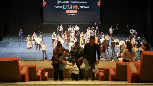 Audience members gather inside the theater before the start of the Fire of Anatolia show in