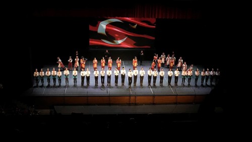 Members of Fire of Anatolia, also known as Anadolu Atesi, bow to the audience after their