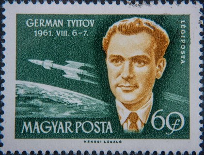 German Titov (1935-2000) was a Soviet cosmonaut and communist politician. Portrait on Hungarian