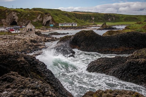 View of fishing harbour, Ballintoy Harbour, Causeway Coastal Route, Antrim, Northern Ireland, Great