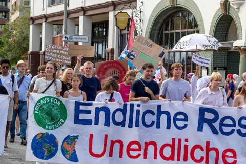 Worldwide climate strike by Fridays for Future under the motto Exit Gas - Enter Future,