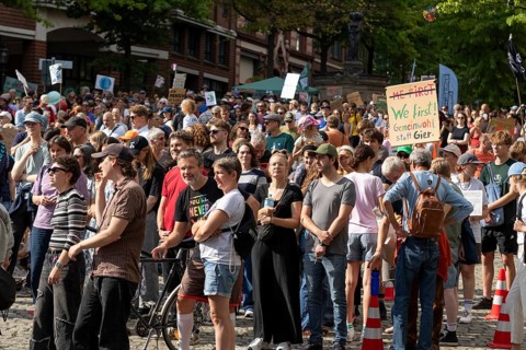 Worldwide climate strike by Fridays for Future under the motto Exit Gas - Enter Future,