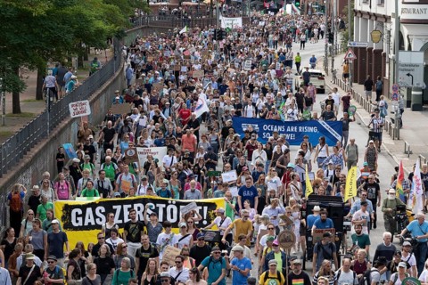 Worldwide climate strike by Fridays for Future under the motto Exit Gas - Enter Future,