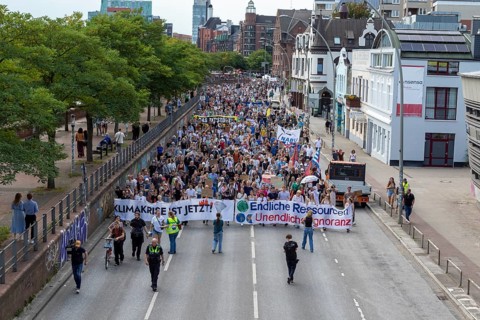 Worldwide climate strike by Fridays for Future under the motto Exit Gas - Enter Future,