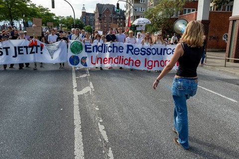 Worldwide climate strike by Fridays for Future under the motto Exit Gas - Enter Future,