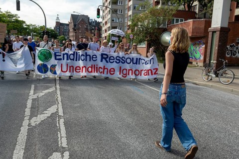 Worldwide climate strike by Fridays for Future under the motto Exit Gas - Enter Future,