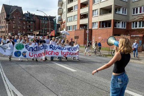 Worldwide climate strike by Fridays for Future under the motto Exit Gas - Enter Future,