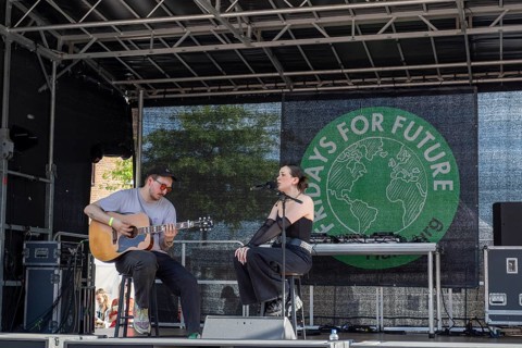 Singer Marisabelle live on stage at the global climate strike organised by Fridays for Future under