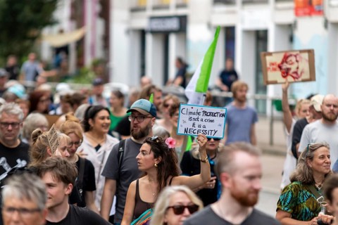 Worldwide climate strike by Fridays for Future under the motto Exit Gas - Enter Future,