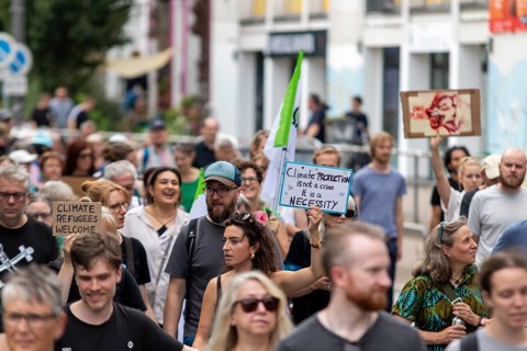 Worldwide climate strike by Fridays for Future under the motto Exit Gas - Enter Future,