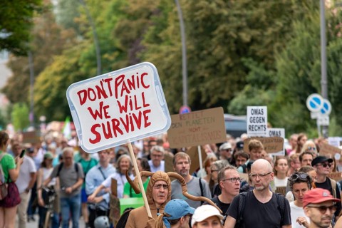 Worldwide climate strike by Fridays for Future under the motto Exit Gas - Enter Future,