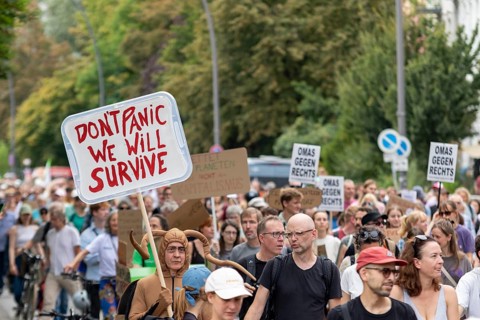 Worldwide climate strike by Fridays for Future under the motto Exit Gas - Enter Future,