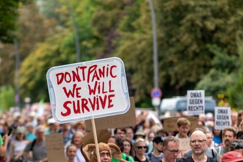 Worldwide climate strike by Fridays for Future under the motto Exit Gas - Enter Future,