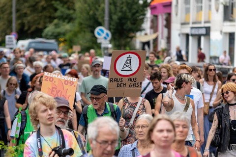 Worldwide climate strike by Fridays for Future under the motto Exit Gas - Enter Future,
