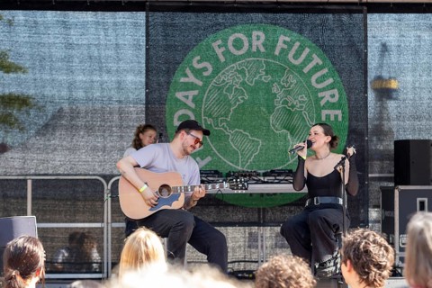 Singer Marisabelle live on stage at the global climate strike organised by Fridays for Future under