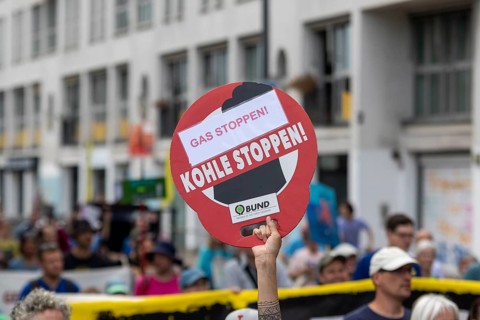 Worldwide climate strike by Fridays for Future under the motto Exit Gas - Enter Future,