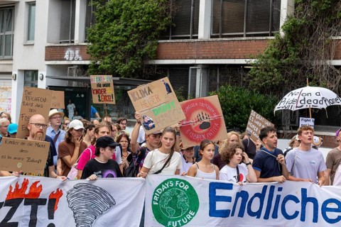 Worldwide climate strike by Fridays for Future under the motto Exit Gas - Enter Future,