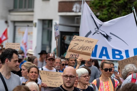 Worldwide climate strike by Fridays for Future under the motto Exit Gas - Enter Future,