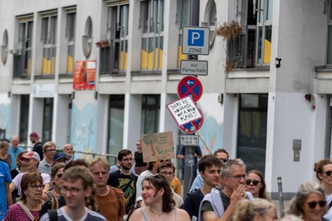 Worldwide climate strike by Fridays for Future under the motto Exit Gas - Enter Future,