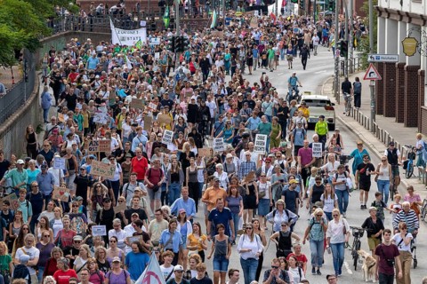 Worldwide climate strike by Fridays for Future under the motto Exit Gas - Enter Future,