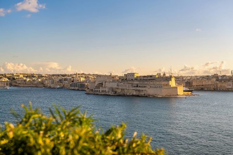 Beautiful sunset view of Valletta, capital city of Malta