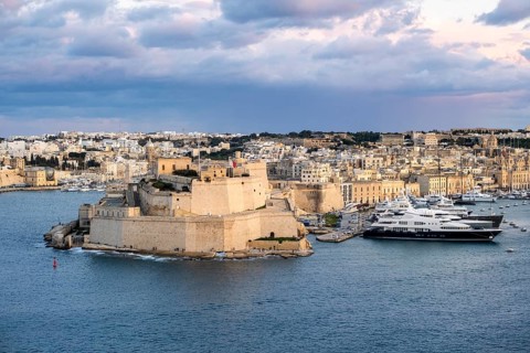 Beautiful view of Saint Angelo Fortress, Valletta, Malta